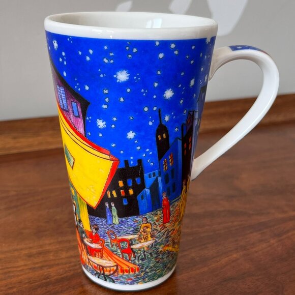 Chaleur Starbucks Van Gogh Tall Travel Mug w/Lid Terrace at Night D Burrows Vtg. - Picture 1 of 13